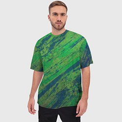Футболка оверсайз мужская Абстракция - green paint strokes, цвет: 3D-принт — фото 2