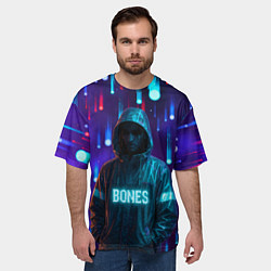 Футболка оверсайз мужская Bones в стиле киберпанк, цвет: 3D-принт — фото 2