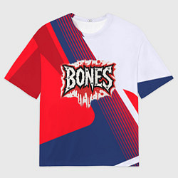 Футболка оверсайз мужская Bones лого на красной краске, цвет: 3D-принт