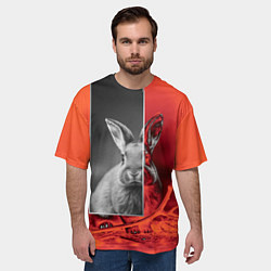 Футболка оверсайз мужская Хмурый кролик, цвет: 3D-принт — фото 2