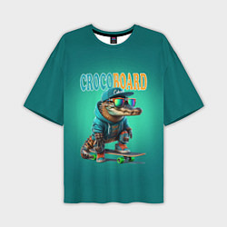 Футболка оверсайз мужская Croco cub is a cool skateboarder, цвет: 3D-принт