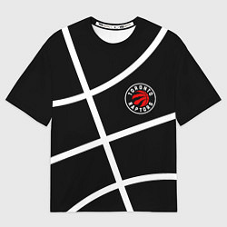Футболка оверсайз мужская Торонто Рэпторс - текстура мяча, цвет: 3D-принт