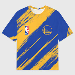 Футболка оверсайз мужская Голден Стэйт Уорриорз - желто синие, цвет: 3D-принт
