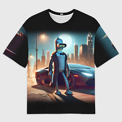 Футболка оверсайз мужская Бендер с пистолетом - Нью-Йоркская мафия, цвет: 3D-принт