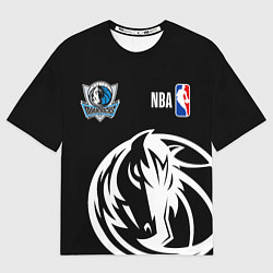 Футболка оверсайз мужская Даллас Маверикс - большой логотип, цвет: 3D-принт
