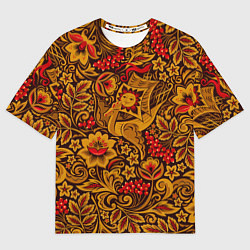 Футболка оверсайз мужская Летучий корабль в стиле хохломской росписи, цвет: 3D-принт