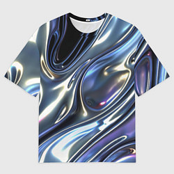 Футболка оверсайз мужская Серебро жидкий металл, цвет: 3D-принт