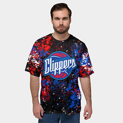 Футболка оверсайз мужская Клипперс - цветовой хаос, цвет: 3D-принт — фото 2