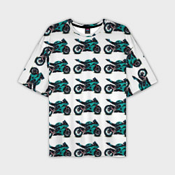 Футболка оверсайз мужская Motorbike light blue, цвет: 3D-принт
