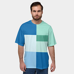 Футболка оверсайз мужская Мятное небо колор-блок, цвет: 3D-принт — фото 2