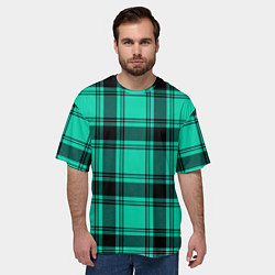 Футболка оверсайз мужская Checkered turquoise, цвет: 3D-принт — фото 2