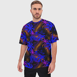 Футболка оверсайз мужская Palm dark blue pink, цвет: 3D-принт — фото 2
