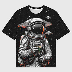 Футболка оверсайз мужская Космонавт с кофе, цвет: 3D-принт