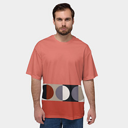 Футболка оверсайз мужская Луна Малевича розовый томат, цвет: 3D-принт — фото 2