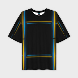 Футболка оверсайз мужская Neon yellow light blue, цвет: 3D-принт