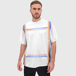 Футболка оверсайз мужская Neon white orange blue, цвет: 3D-принт — фото 2
