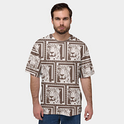 Футболка оверсайз мужская Леопард в кофейном, цвет: 3D-принт — фото 2