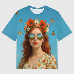 Футболка оверсайз мужская Девушка в очках, цвет: 3D-принт