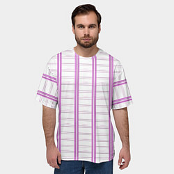 Футболка оверсайз мужская Color white cage pink line, цвет: 3D-принт — фото 2