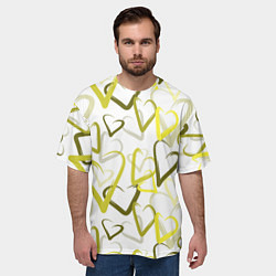 Футболка оверсайз мужская Зеленые сердца, цвет: 3D-принт — фото 2