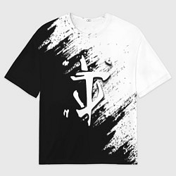 Футболка оверсайз мужская Doom штрихи красок черные, цвет: 3D-принт