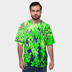Футболка оверсайз мужская Ярко-зелёный стекающая абстаркция, цвет: 3D-принт — фото 2