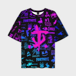 Футболка оверсайз мужская Fortnite x doom neon logo, цвет: 3D-принт