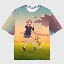Футболка оверсайз мужская Сиратори Айра играет с песиком - Дандадан, цвет: 3D-принт