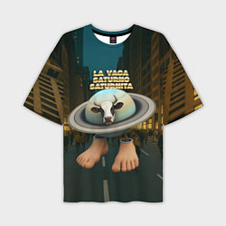 Футболка оверсайз мужская La Vaca Saturno Saturnita мем, цвет: 3D-принт