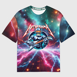 Футболка оверсайз мужская Гитарист Бендер рок группы Футурама, цвет: 3D-принт