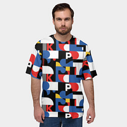 Футболка оверсайз мужская Геометрия букв, цвет: 3D-принт — фото 2