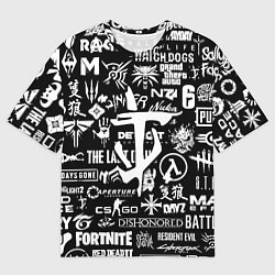 Мужская футболка оверсайз Doom логотипы всех игр