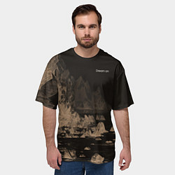 Футболка оверсайз мужская Dream on тёмно-коричневый, цвет: 3D-принт — фото 2