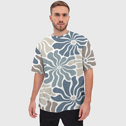 Футболка оверсайз мужская Цветы blue and beige pattern, цвет: 3D-принт — фото 2
