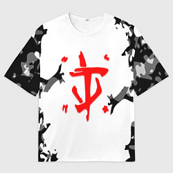 Футболка оверсайз мужская Doom лого камуфляж текстура, цвет: 3D-принт