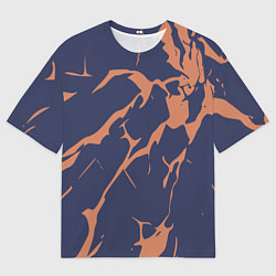 Футболка оверсайз мужская Разломы на синем, цвет: 3D-принт