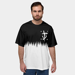 Футболка оверсайз мужская Doom краски черно белый, цвет: 3D-принт — фото 2