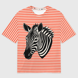 Футболка оверсайз мужская Зебра на оранжевых полосах, цвет: 3D-принт