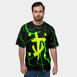 Футболка оверсайз мужская Doom кислотный шторм молнии, цвет: 3D-принт — фото 2