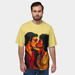 Футболка оверсайз мужская Диско поцелуй поп-арт 1970-е, цвет: 3D-принт — фото 2