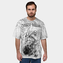 Футболка оверсайз мужская Древний воин с топором и медведь, цвет: 3D-принт — фото 2