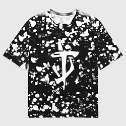 Футболка оверсайз мужская Дум белые брызги красок, цвет: 3D-принт