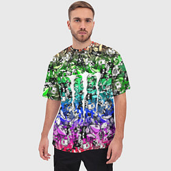 Футболка оверсайз мужская Monster energy стикеры, цвет: 3D-принт — фото 2