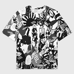 Футболка оверсайз мужская Monster energy black sticker, цвет: 3D-принт