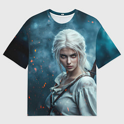 Футболка оверсайз мужская Цири с огненными глазами, цвет: 3D-принт