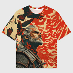 Футболка оверсайз мужская Ведьмак и птицы, цвет: 3D-принт