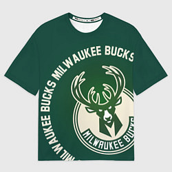 Мужская футболка оверсайз Milwaukee Bucks надпись