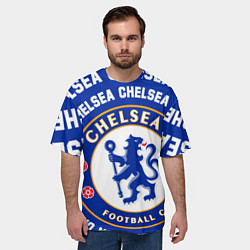 Футболка оверсайз мужская Челси надписи по кругу и логотип, цвет: 3D-принт — фото 2