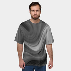 Футболка оверсайз мужская Серые волны абстракция однотонная, цвет: 3D-принт — фото 2