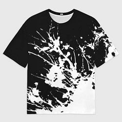 Футболка оверсайз мужская Взрывная белая краска на чёрном, цвет: 3D-принт